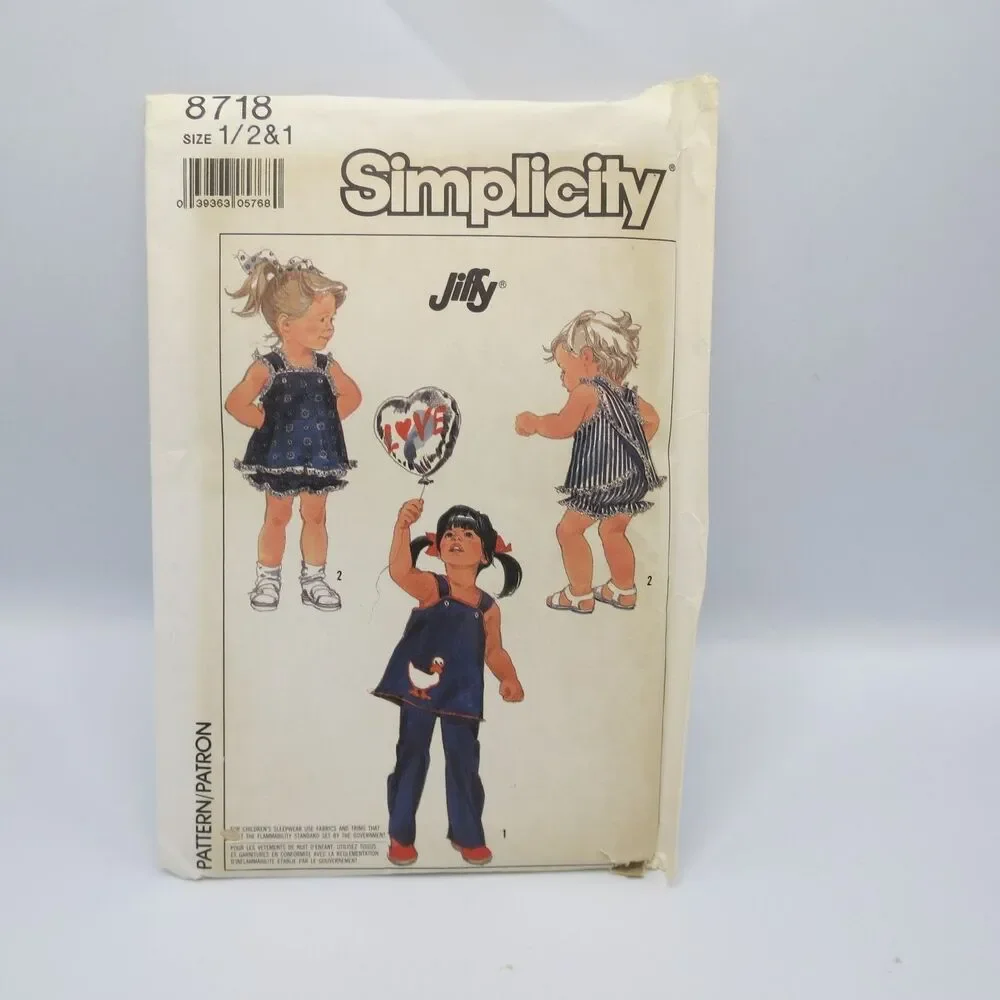 Simplicity 8718 Toddlers Sundress Pants Panties Size 1/2 1 2 1980s Jiffy